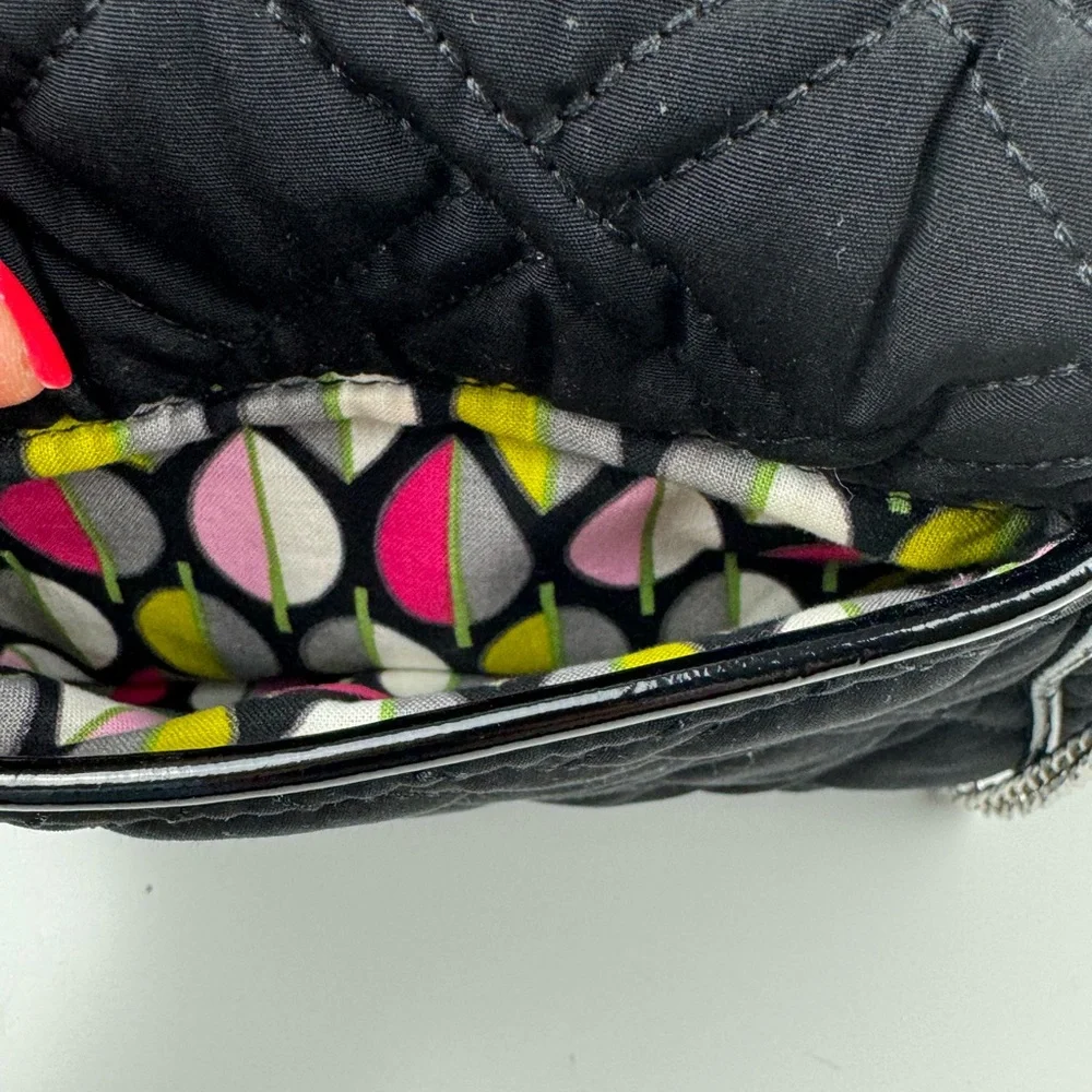 Vera Bradley Quilted Chain Strap Shoulder  Crossbody Handbag Classic Black Purse